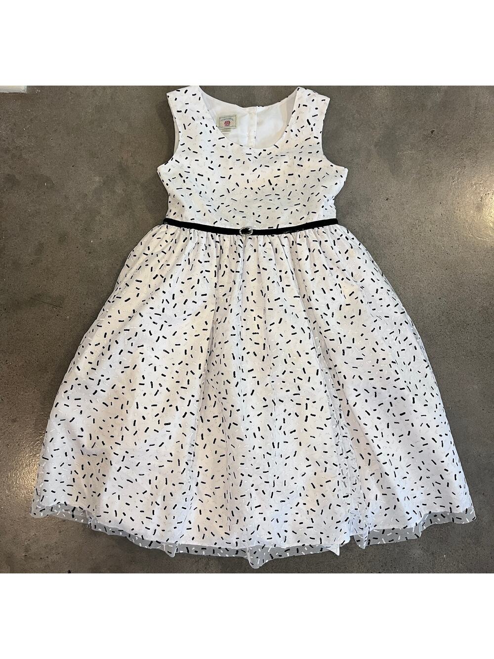 Marmellata Black White Sprinkle Tool formal event dress Girls 7